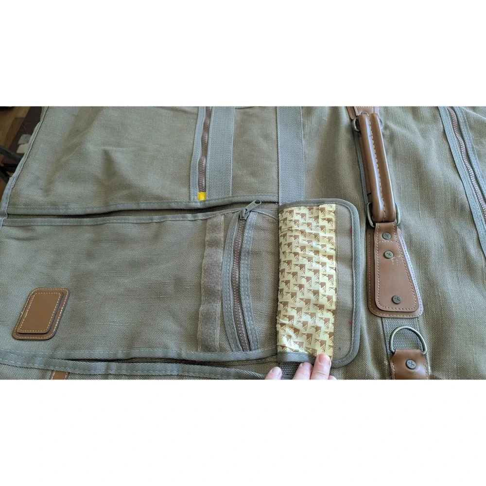 Palm Springs Luggage Collection Canvas Garment Bag Khaki Green Travel Carrier